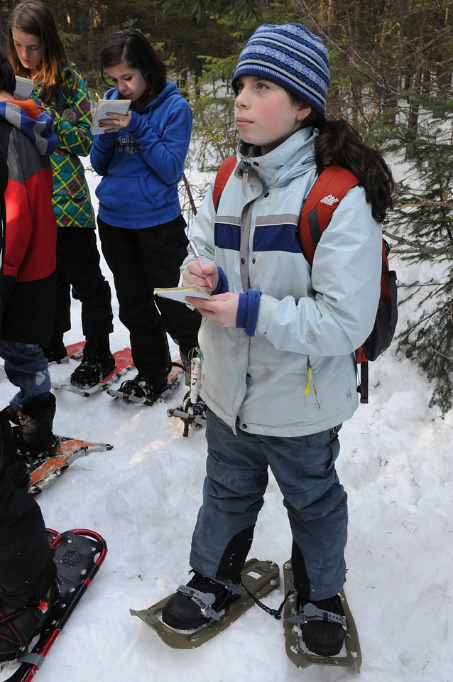 Snowshoeing and nature journaling