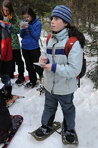 Snowshoeing and nature journaling