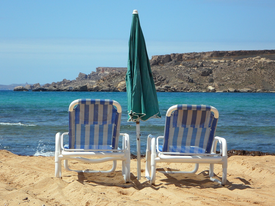 Sea sun loungers view