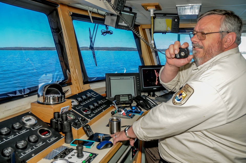 Captain Dave Bohn at the helm of MV Spencer Baird-3