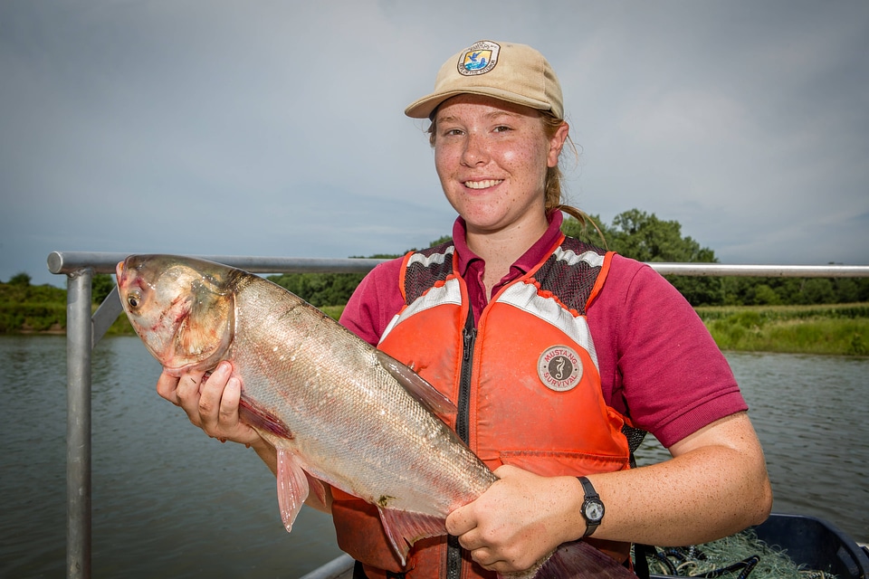 Fishery biologist with large Silver carp-2