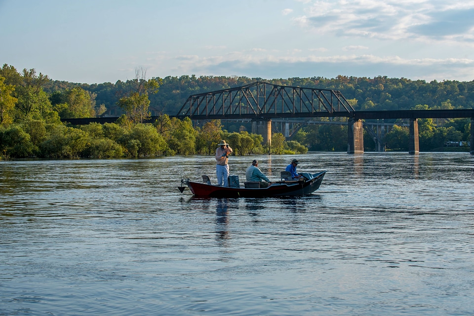 Group fly fishing from drift boat on White River-3