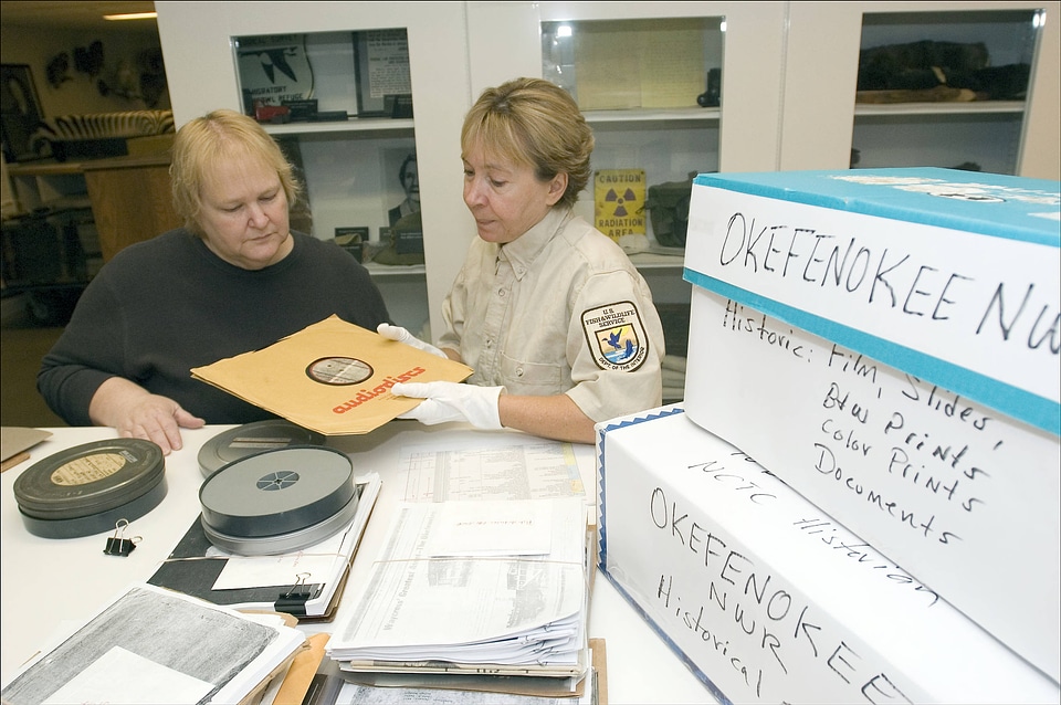 Reviewing and archiving historical documents from Okefenokee National Wildlife Refuge