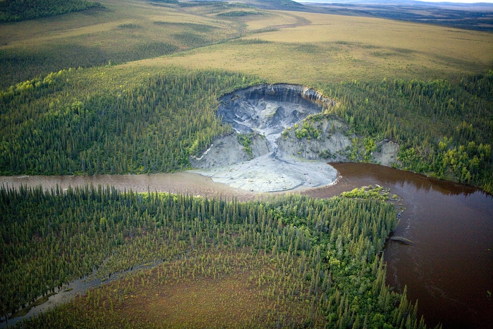 Aerial view of erosion effects