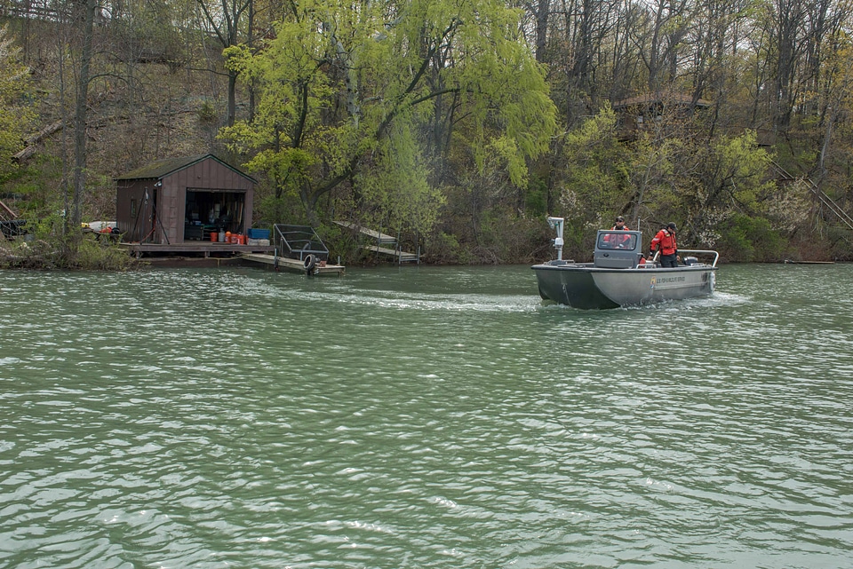 USFWS Fisheries crew in boat preparing for lake sturgeon field work-1