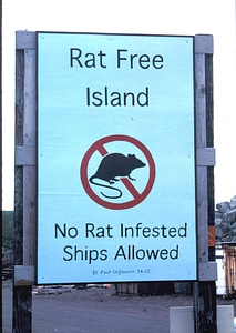 Rat-free island sign on St. Paul Island