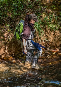 FWS mussel biologist, Morgan Wolf, releases endangered Carolina Heelsplitter-1