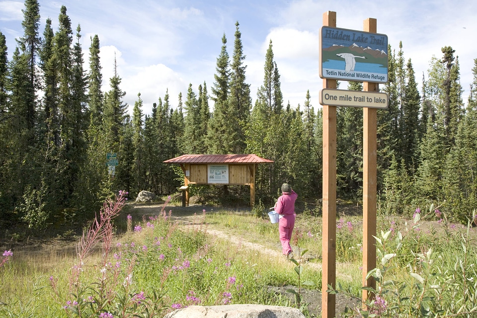 Hidden Lake Trail sign at Tetlin National Wildlife Refuge