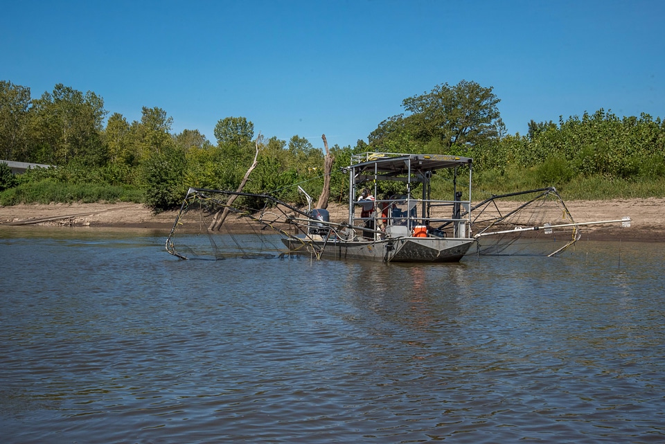 U.S. Fish and Wildlife Service boat, The Magna Carpa, searching for invasive carp-1