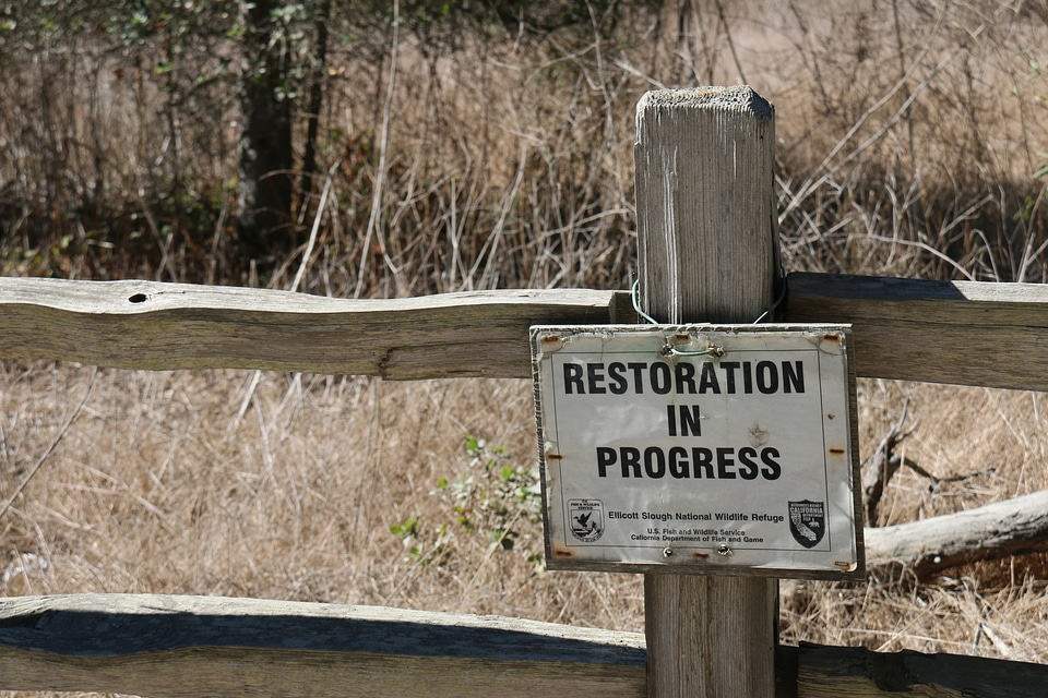Sign designating Restoration in Progress