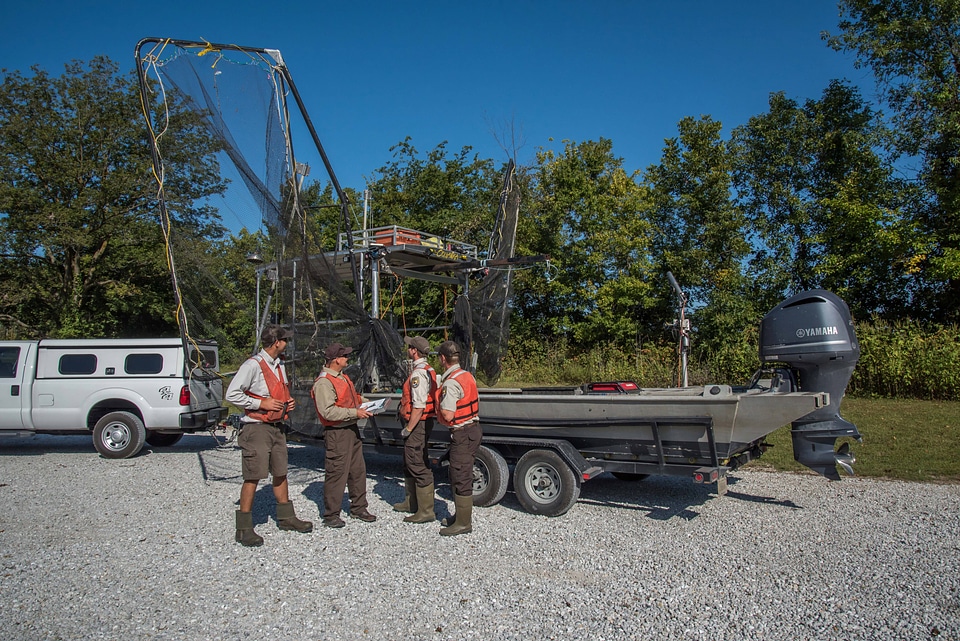 Crew of the U.S. Fish and Wildlife Service boat, The Magna Carpa, safety briefing-2