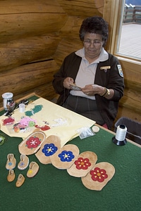 U.S. Fish and Wildlife Service employee making crafts at Tetlin Natinal Wildlife Refuge