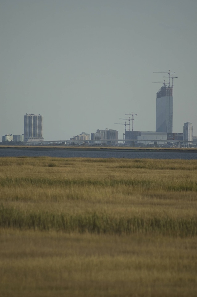 Skyline and bridge at Atlantic City from the Wildlife Drive