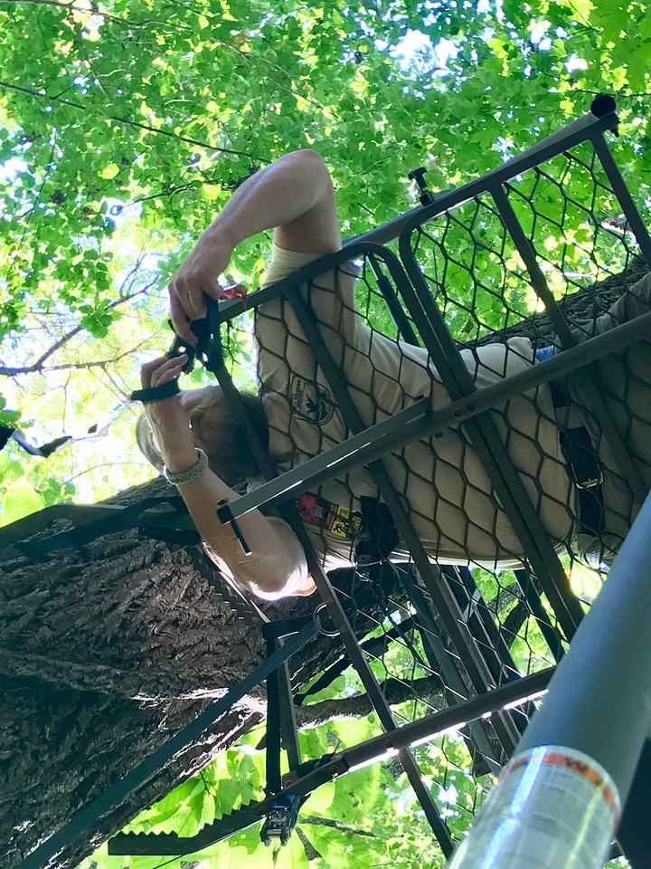 FWS employee repairing deer stand-11