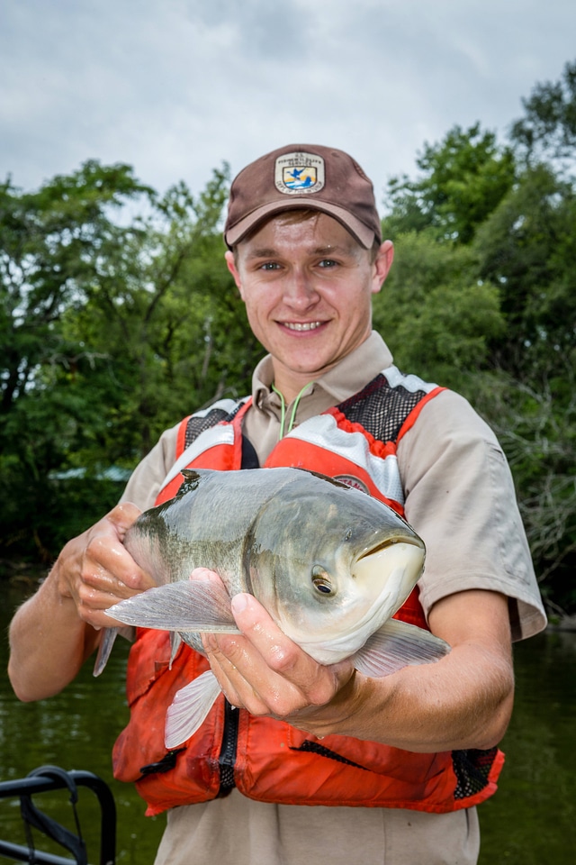 Fishery biologist with Silver carp-4