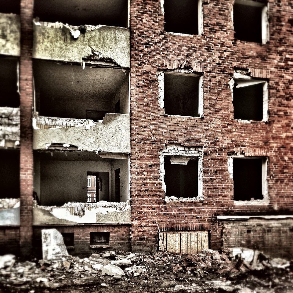 Dilapidated building ruin