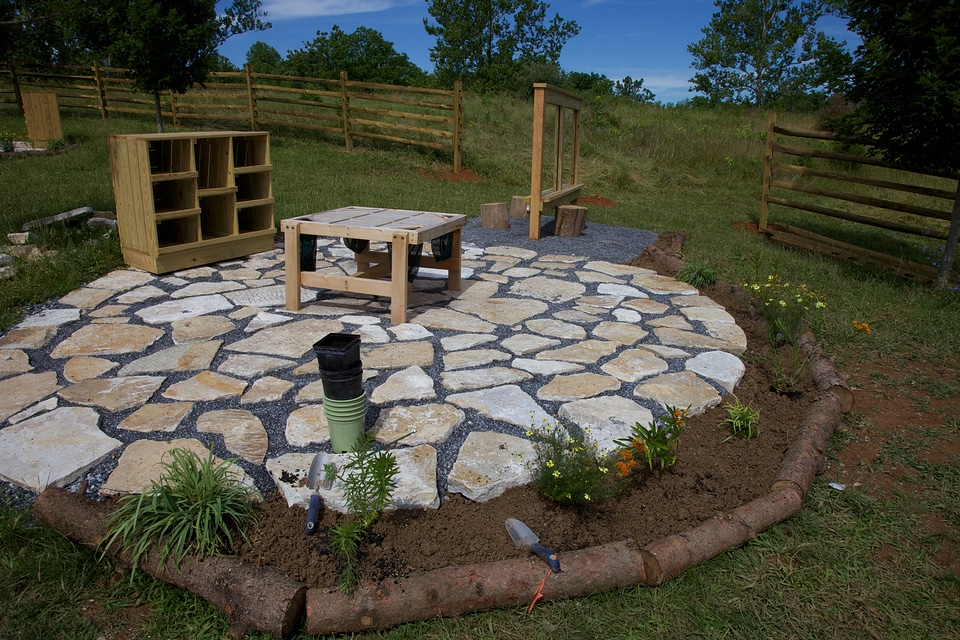 Newly constructed area of outdoor classroom