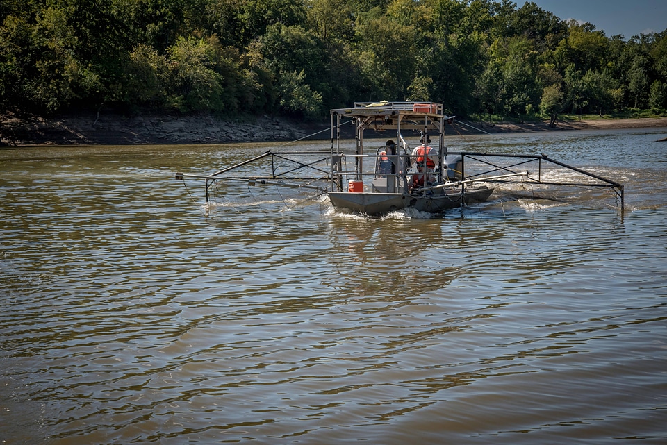 U.S. Fish and Wildlife Service boat, The Magna Carpa, searching for invasive carp-1