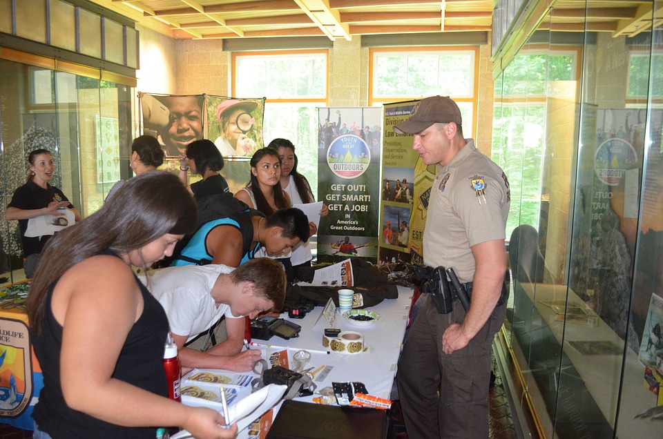 Service law enforcement career table  at the Inter Tribal Youth Climate Leadership