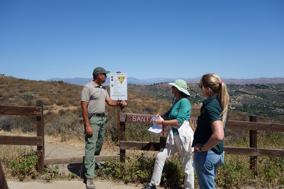 Staff monitoring endangered plant species site in Southern California