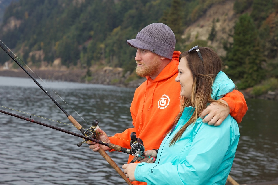 Young couple fishes for Fall Salmon-1