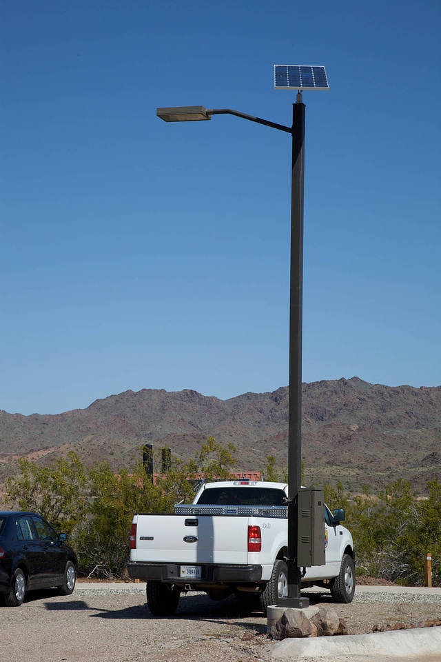 Solar powered light with Service vehicle
