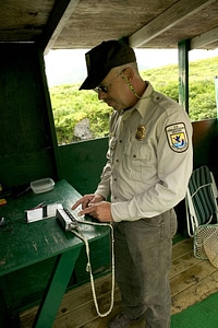 Service employee working at Kodiak National Wildlife Refuge