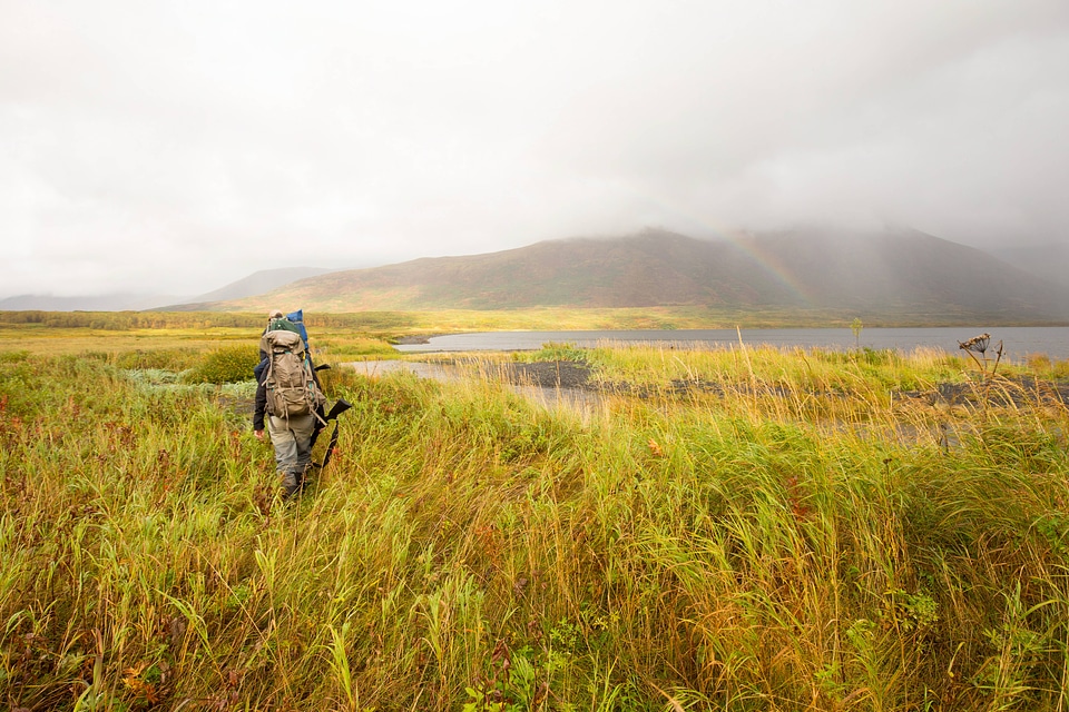 Hunter with backpack