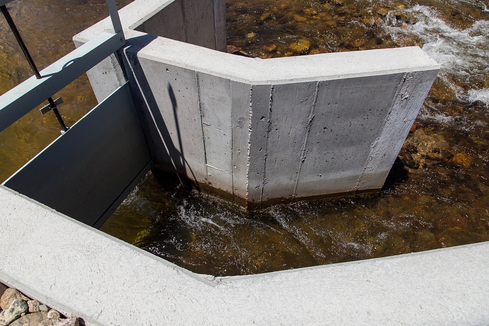 Water diverted for stream restoration