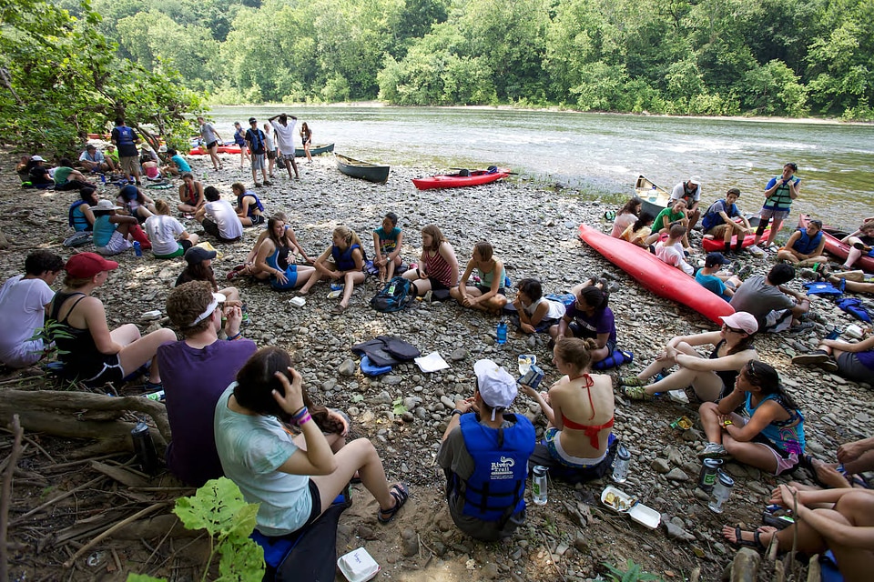 Kayak rest stop along the Potomac River