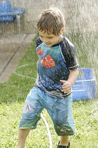 Wet young boy