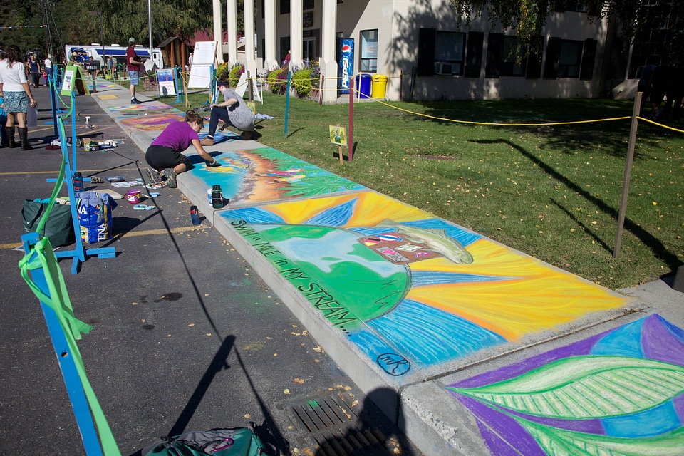 Sidewalk chalk art nature scenes