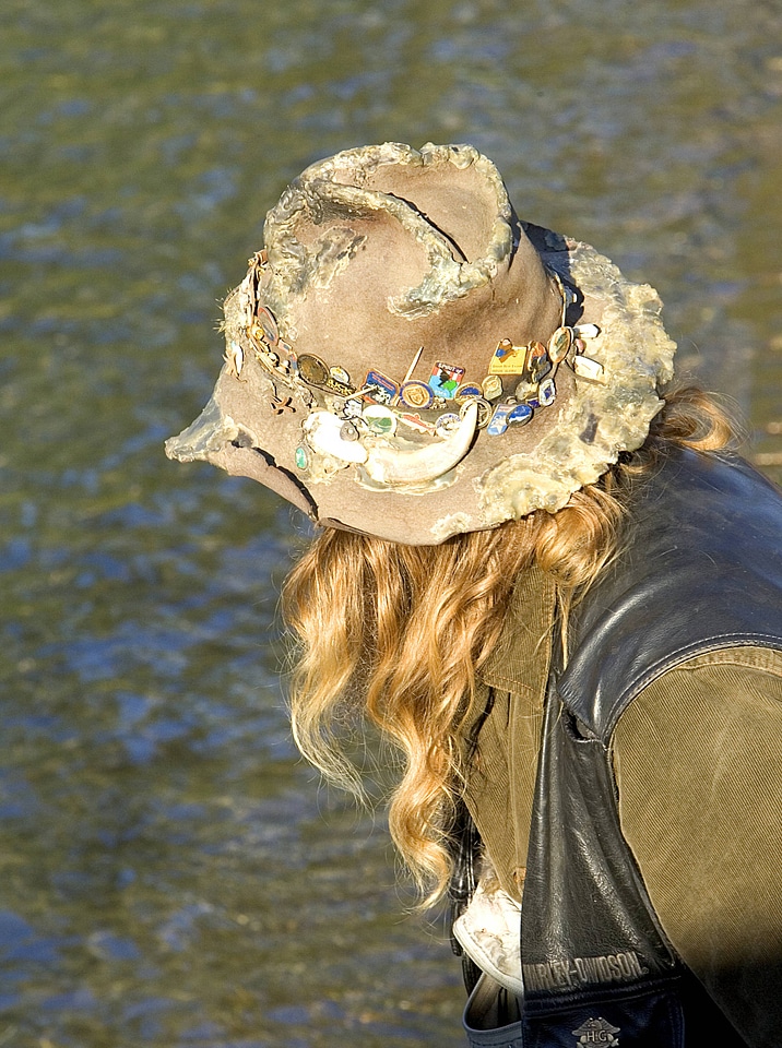Tattered old hat and pins