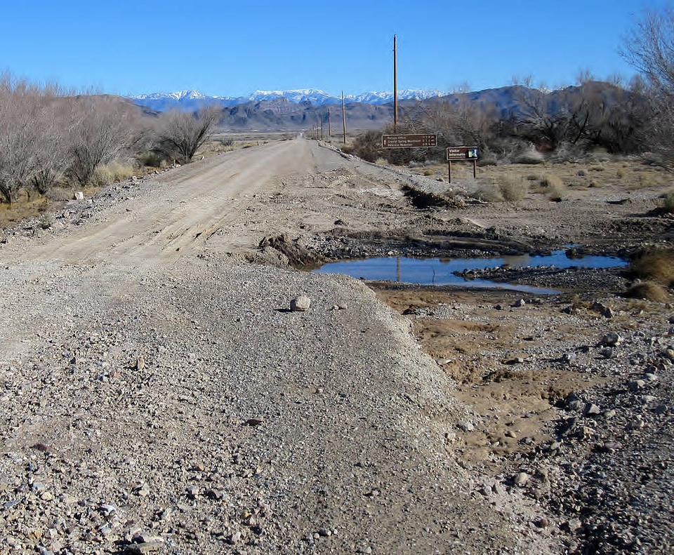 Road washed out by flooding in the Ash Meadows National Wildlife Refuge-1