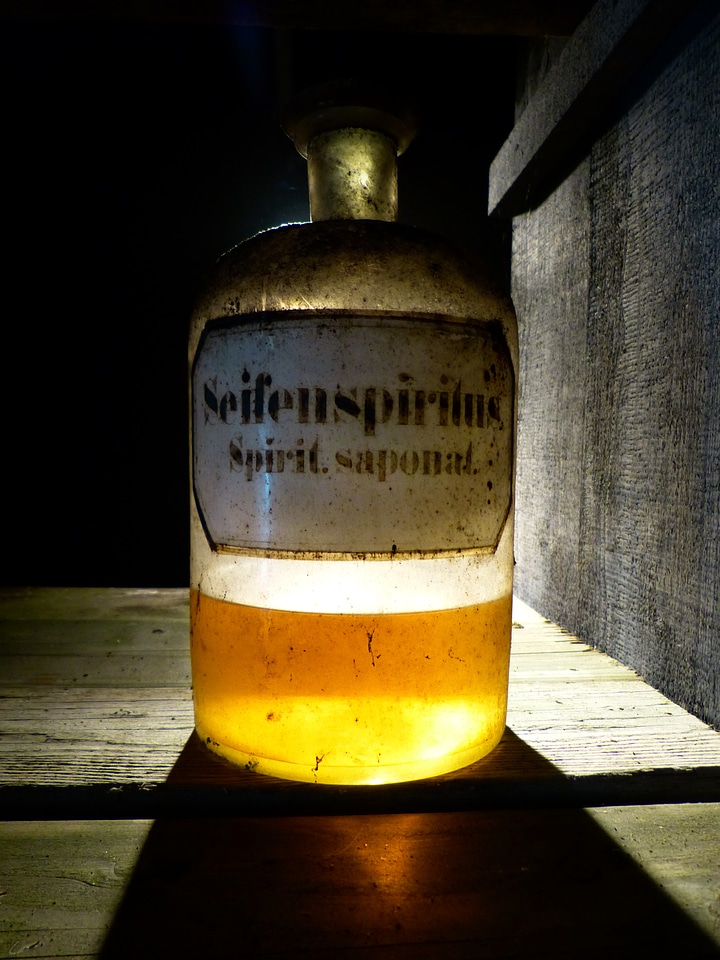 Pharmacy bottle alcohol transparent
