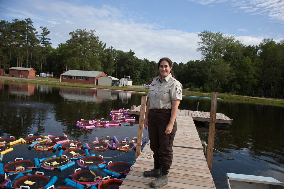 Biologist with floating basket-2