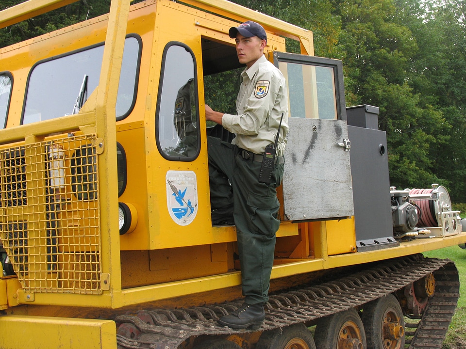 Service employee with fire equipment at the Seney Natinal Wildlife Refuge