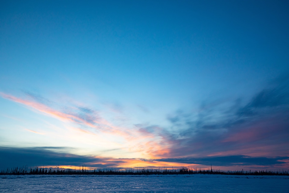 Sunset over the frozen lake-1