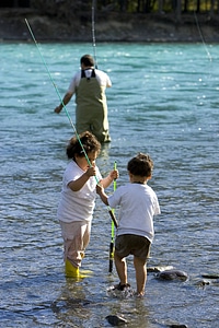 Two children fishing