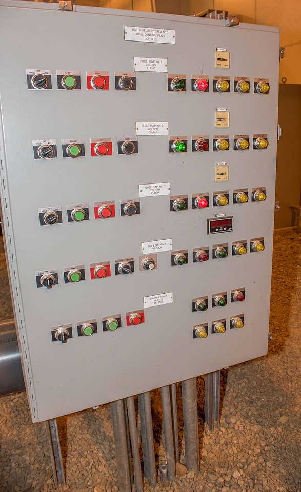 Alarm panel at water treatement equipment