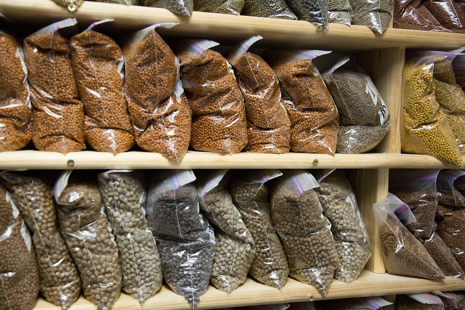 Bags of fish food