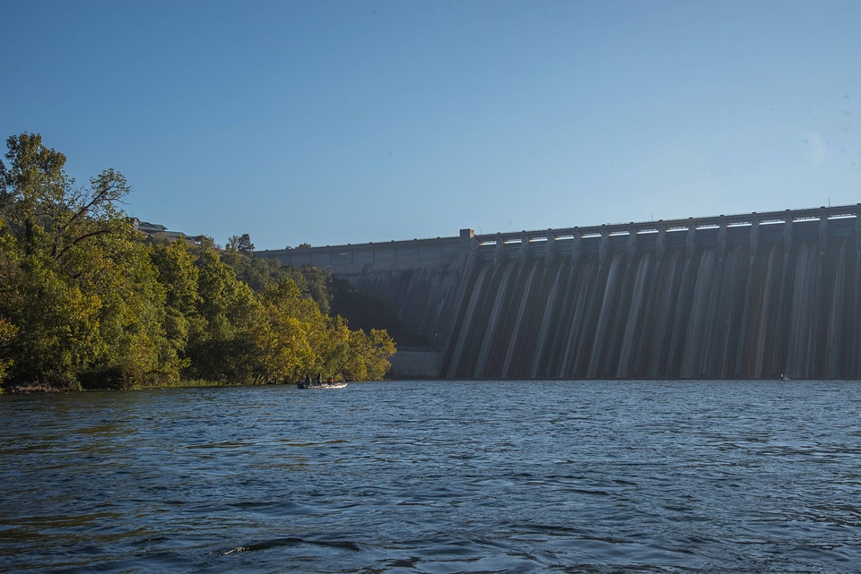 Group fishing in boat near Bull Shoals Dam on White River-3
