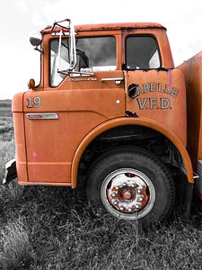 Old fire engine fire truck retro photo