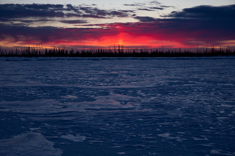Sunset over the frozen lake-1
