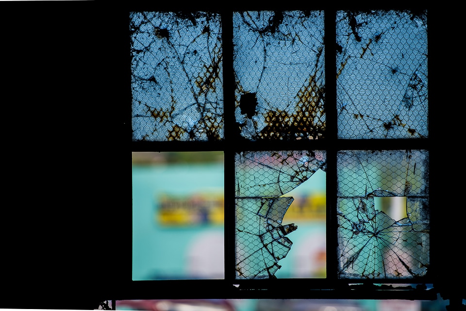 Destruction old shattered
