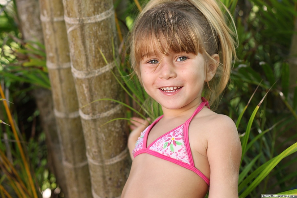 The little girl bikini a smile