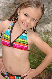 Girl in bikini colorful bikini a smile