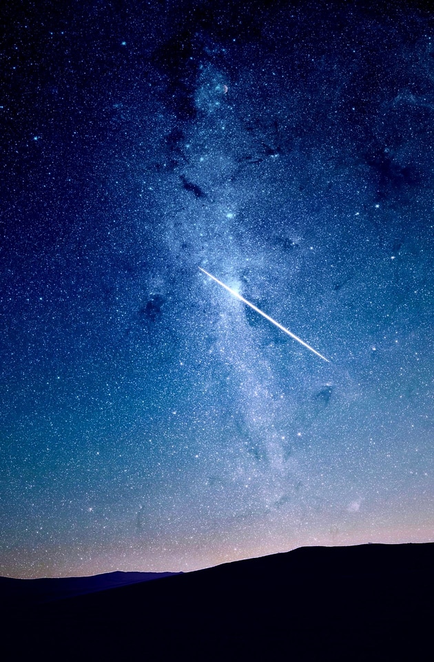 Starry sky landscape night photo