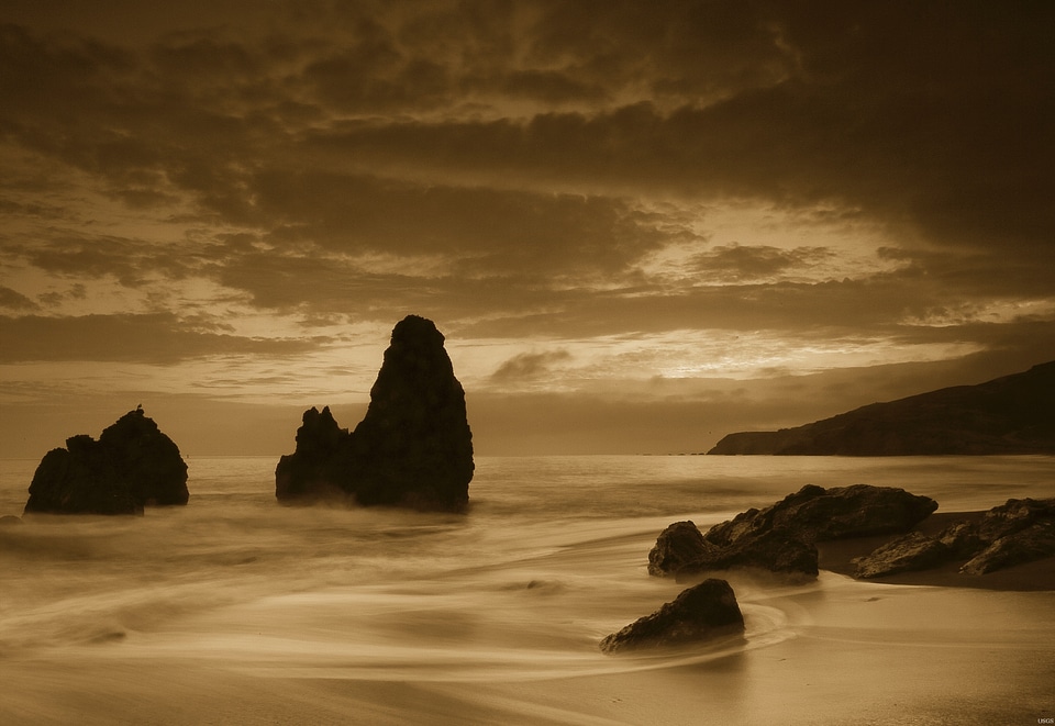 Sea stacks bay coastline