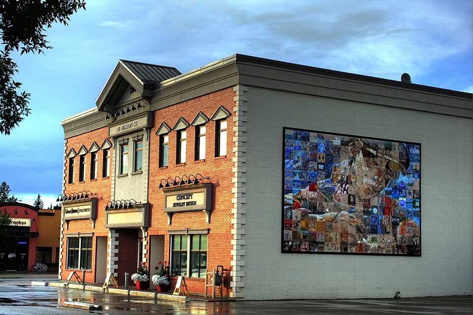 Town architecture mural